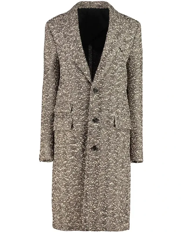 Single-breasted Boucle Fabric Coat