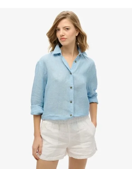 Superdry Casual Linen Boyfriend Shirt With Loose Fit And Stylish Cut