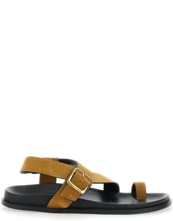 Siren Sandals With Metal Buckle Strap And Logo Insole In Suede