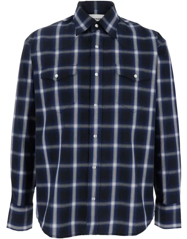 Shirt With Classic Collar And All-over Check Motif In Cotton