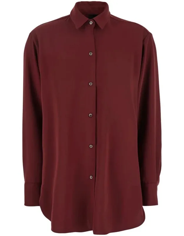 Bordeaux Shirt With Classic Collar In Tech Fabric