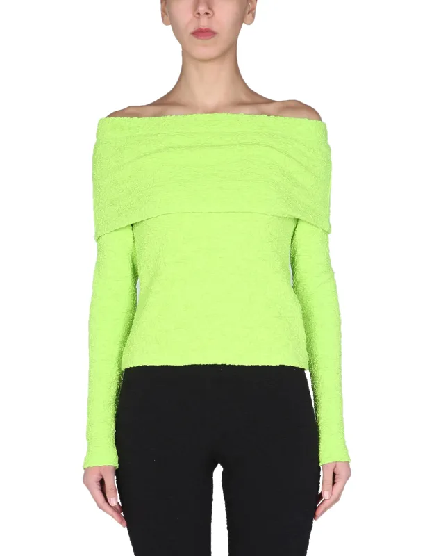 Msgm Boat Neck Top With Scollo A Barca And Slim Fit