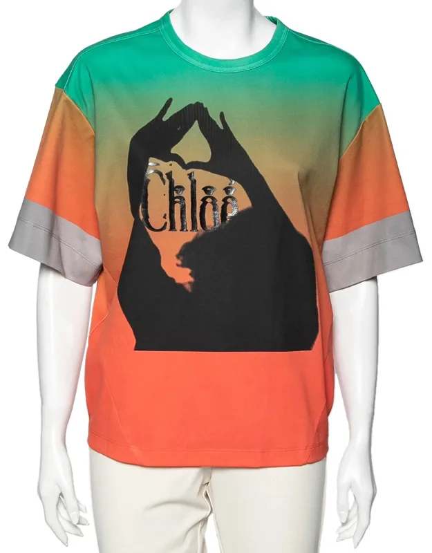 Ombre Cotton Logo Printed T-shirt