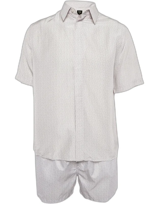 Logo Print Silk And Synthetic Shirt And Shorts Set