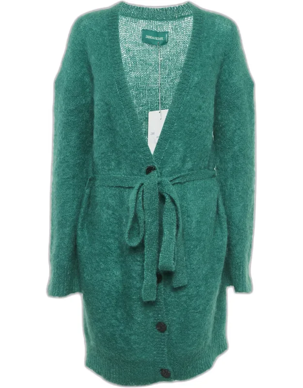 Mohair Wool Belted Long Cardigan