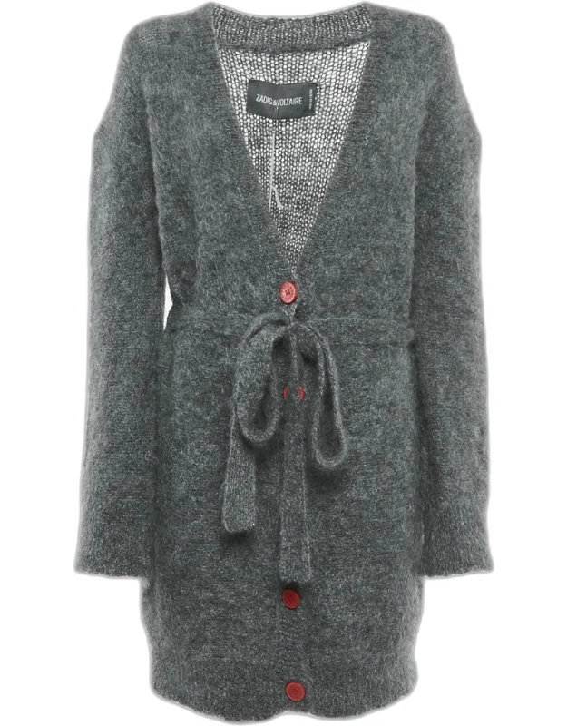 Mohair Wool Belted Long Cardigan