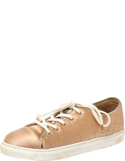Peach Satin Web Low Top Sneakers