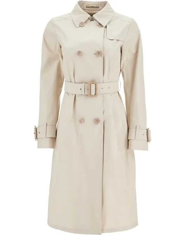 Cotton Double-breasted Trench Coat With Adjustable Sleeves