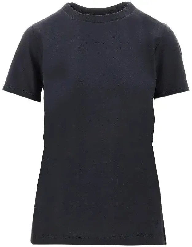 T-shirt With Logo Embroidery, Pure Cotton Jersey, Micro-ribbed Crewneck