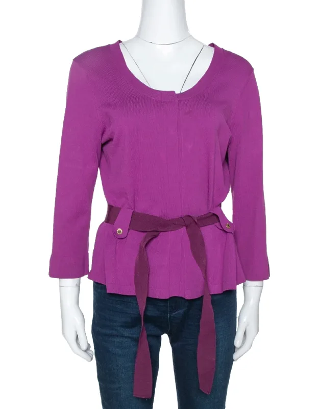 Stretch Knit Belted Cardigan