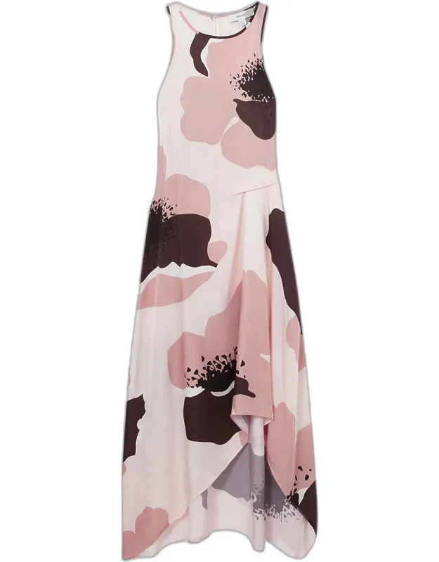 Draped High-low Satin Midi Dress