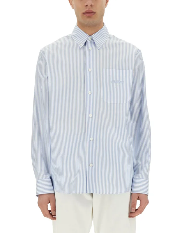 Striped Shirt With Silk Printed Insert