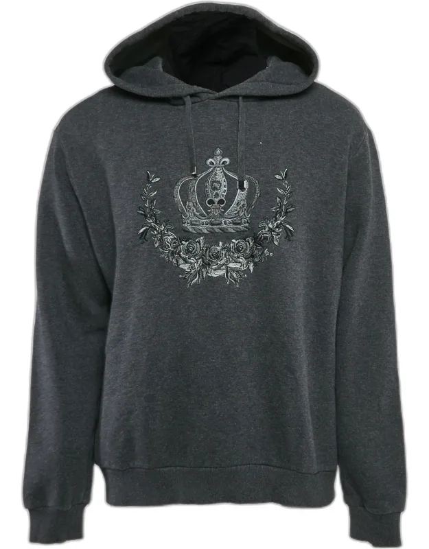 Crown Embroidered Cotton Hoodie