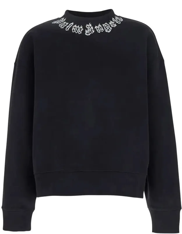 Crewneck Sweatshirt With Logo Lettering On The Neck In Cotton