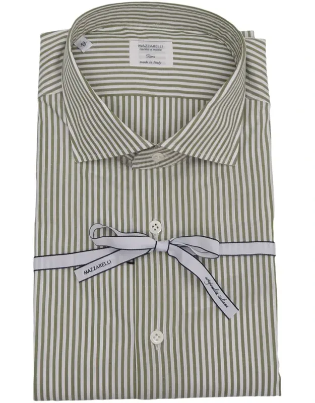 Mazzarelli Slim Fit Shirt In Green And White