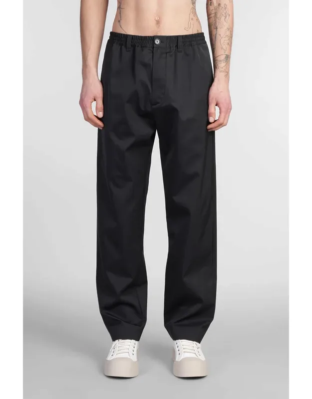 Pants With Zip And Button Closure And Waist Elastic Band