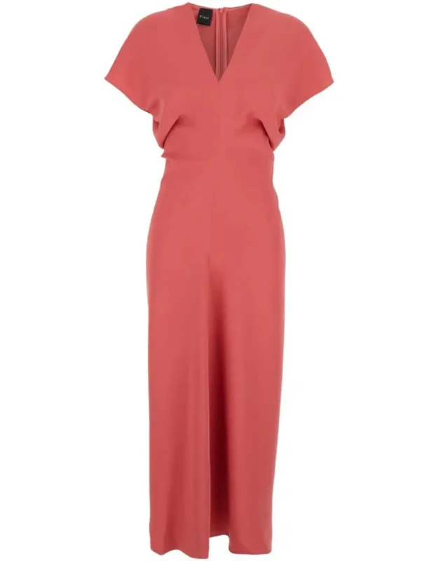 V Neck Short Sleeve Dress In Tech Fabric