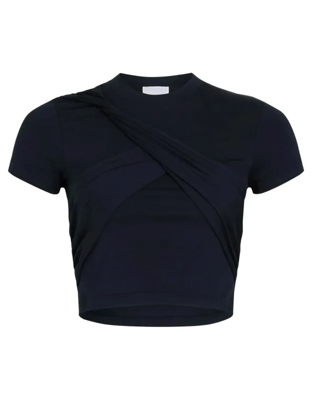 Draped Cropped Organic Cotton T-shirt