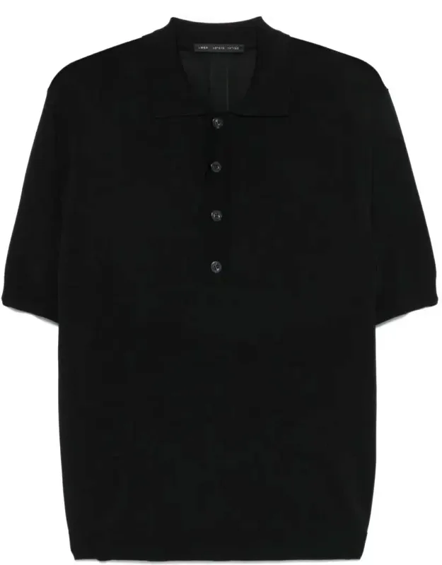 Polo Shirt With Four-button Front Closure And Ribbed Trim