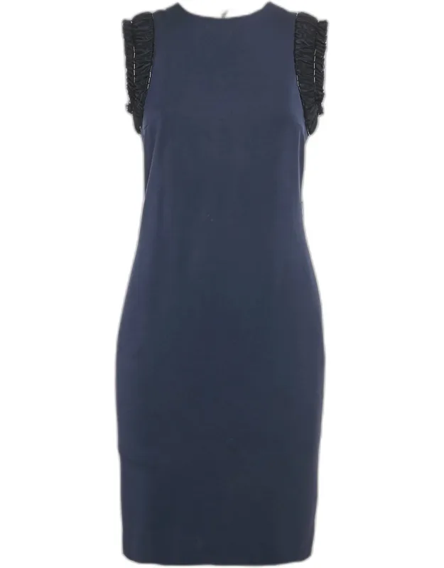 Wool Blend Embellished Sleeve Sheath Dress