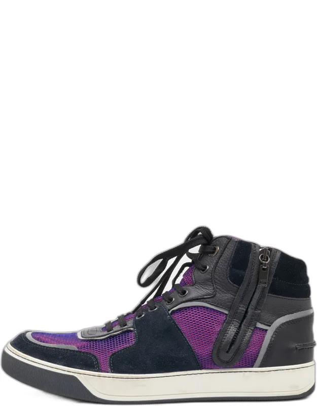 Multicolor Leather And Mesh High Top Sneakers