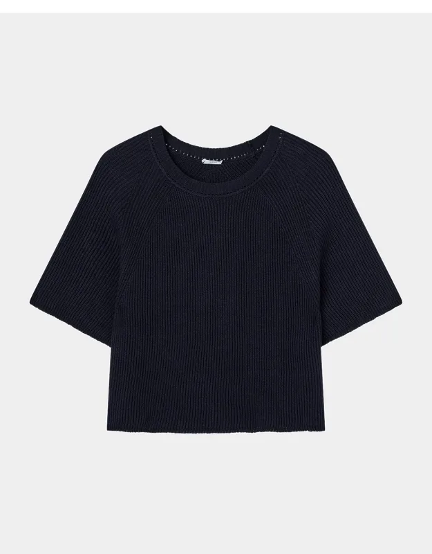 Ribbed Raglan-sleeve Top