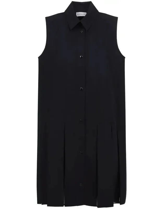 Dress With Pointed Collar And Fringed Skirt
