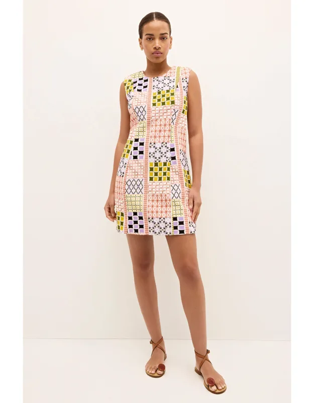 Sabrina Dress With Embroidered Geometric Pattern