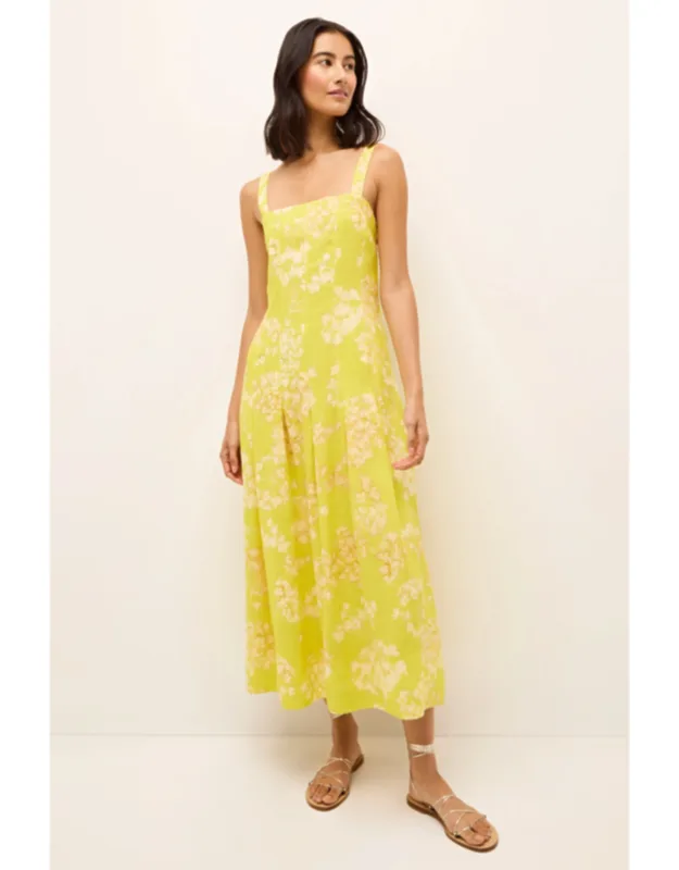 Dixon Dress With Stitched Down Box Pleats And Adjustable Straps