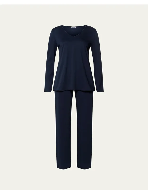 Silk-trim Mercerized Cotton Pajama Set