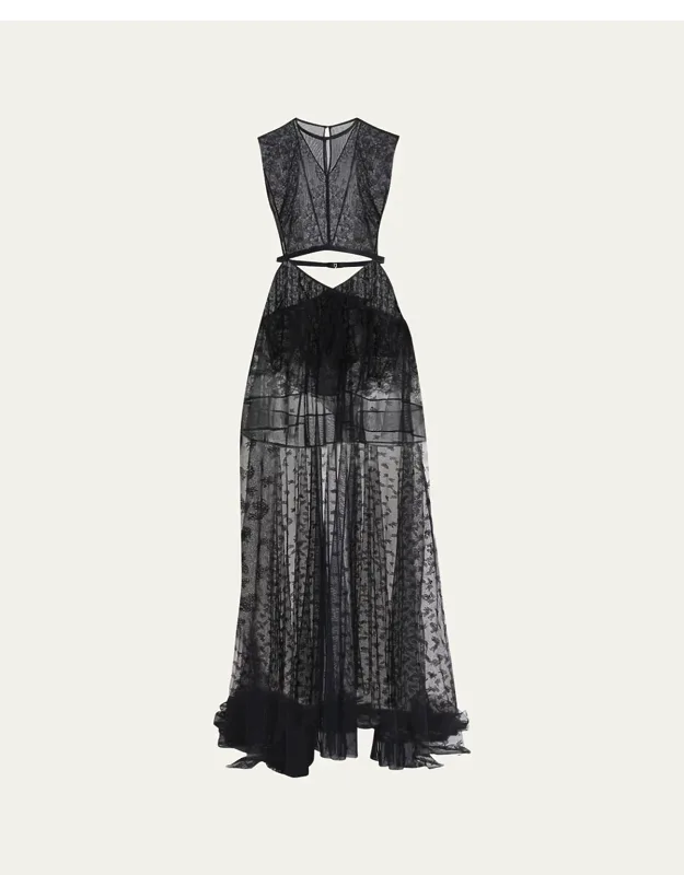 Chantilly Lace Cutout Maxi Dress