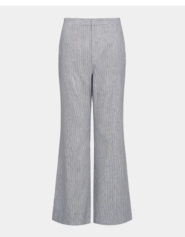 Ticking Stripe Cropped Flare Pants
