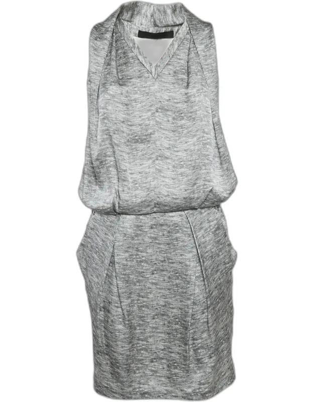 Silk V-neck Sleeveless Short Dress
