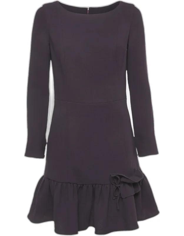 Crepe Wool Flounce Mini Dress