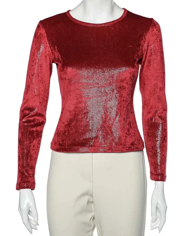 Stretch Velvet Glitter Detail T-shirt