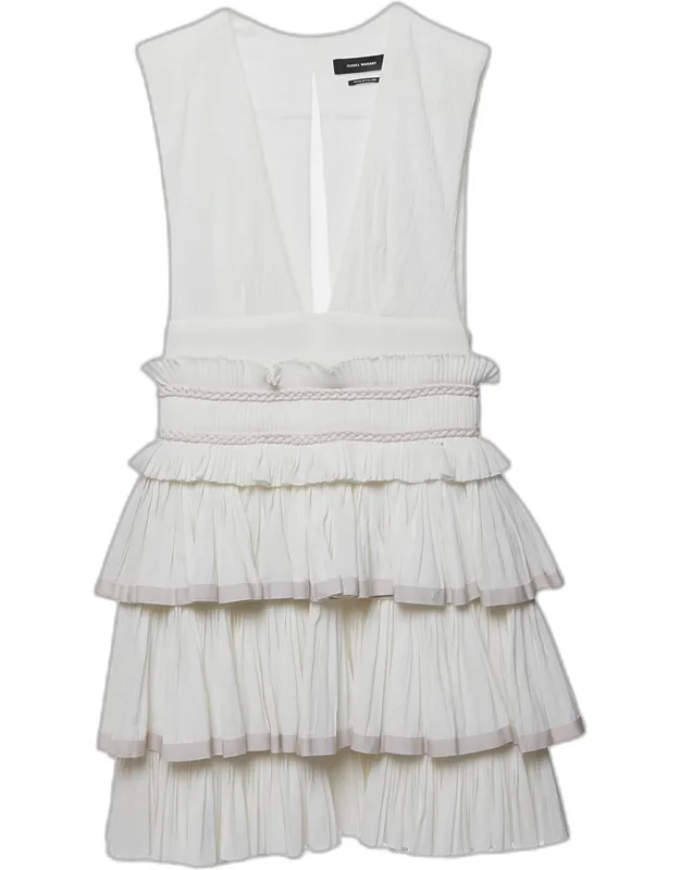 Cotton V-neck Ruffled Glory Mini Dress