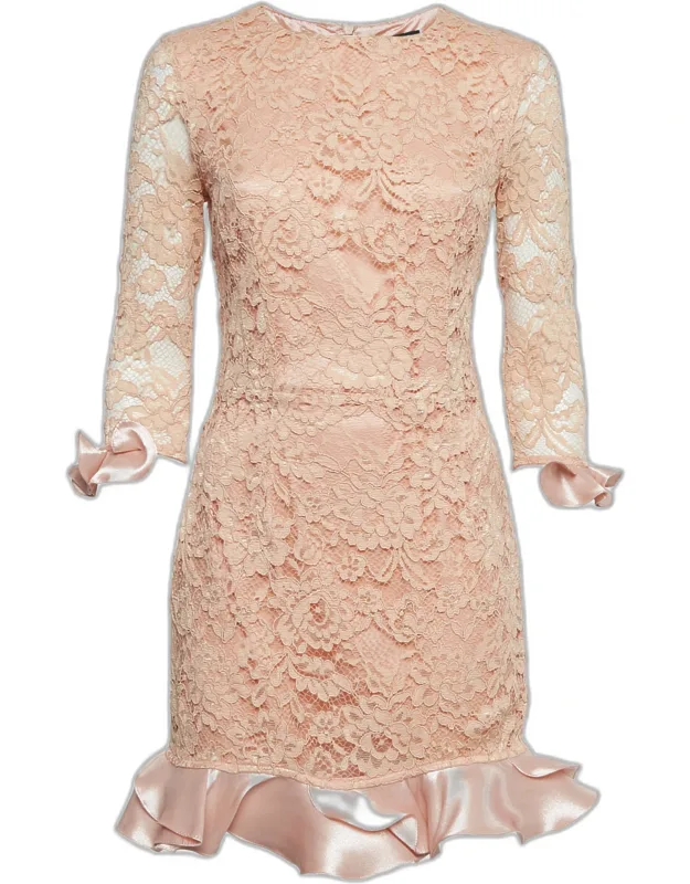 Lace And Satin Ruffled Mini Dress