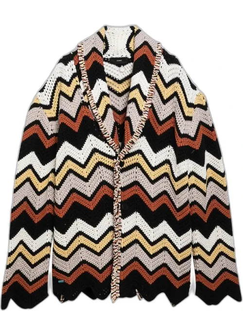 Cardigans In Crochet Zig Zag Multicolore