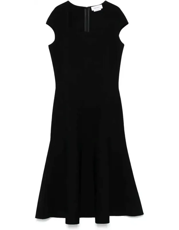 Dress With Concealed Rear Zip Fastening And Square Neck