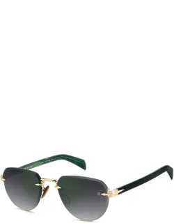 Sunglasses Gold Green Mirrored Pilot Metal