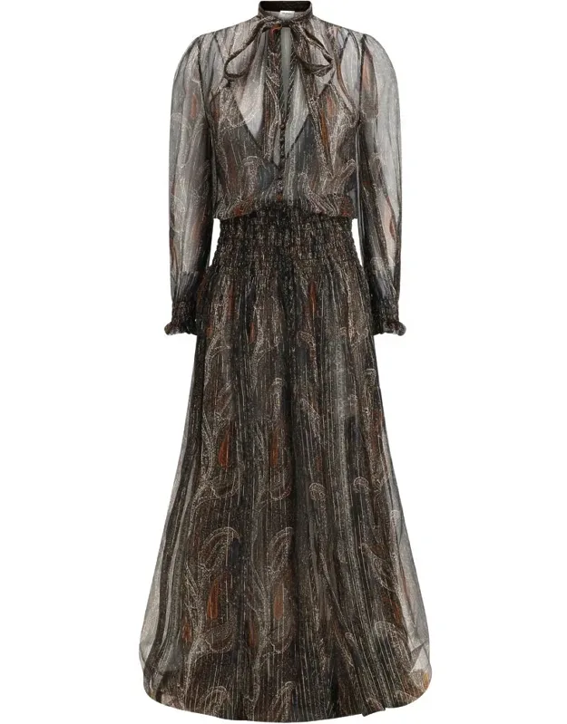 Semi-sheer Lavallière Maxi Dress