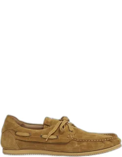 Moc-toe Croc-embossed Suede Boat Shoes