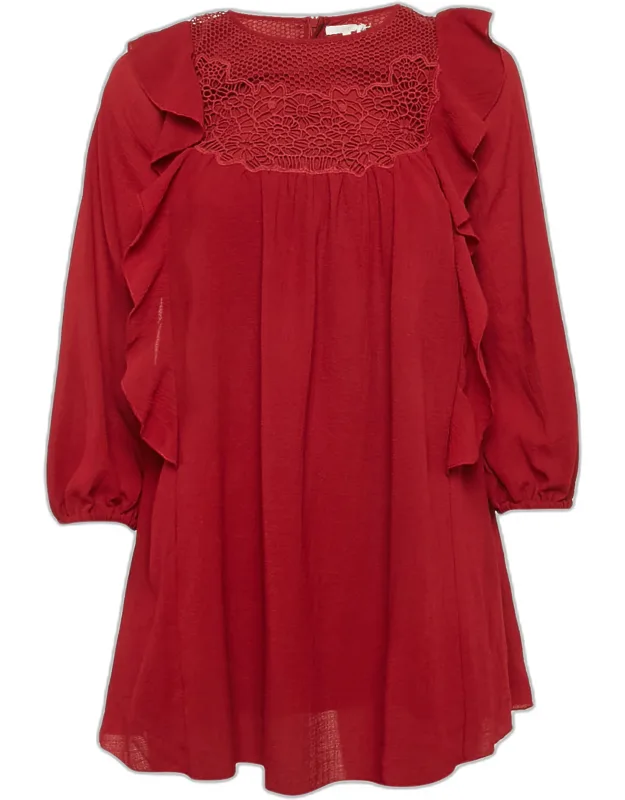 Ruffled Lace Overlay Top