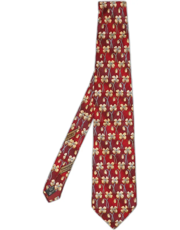 Multicolor Floral Print Silk Jacquard Tie