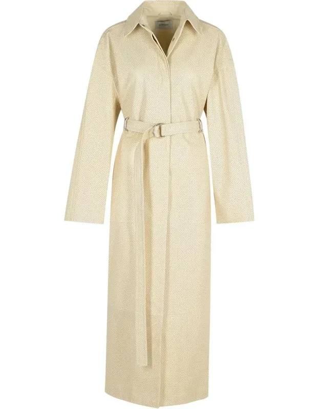 Ivory Leather Trench Coat