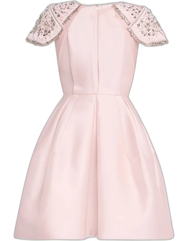 Embroidered-shoulder Fit-and-flare Dress