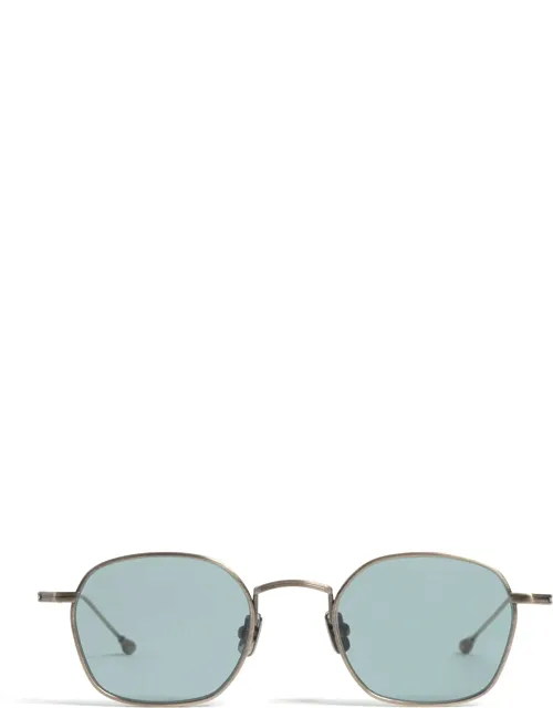 Peter And May Titanium Squared Sunglasses With Blue Lens