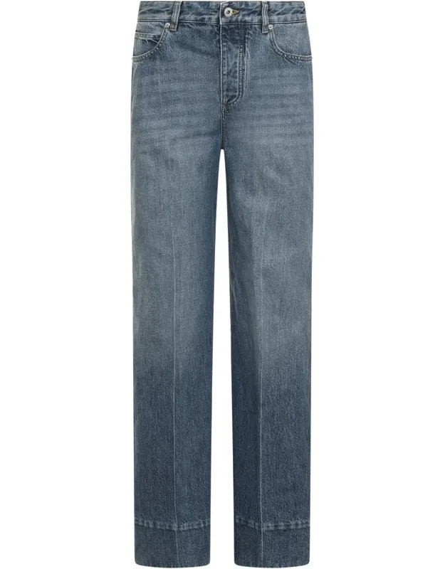 Wide-leg Jeans With Contrast Stitching And Metal Rivets