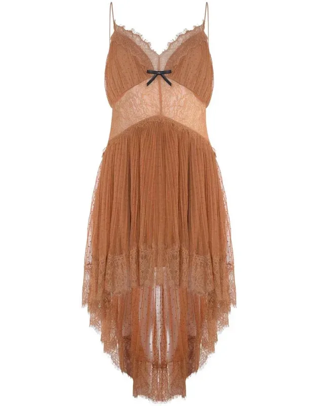 _self-portrait Dress With Lace Details And Asymmetrical Hem_