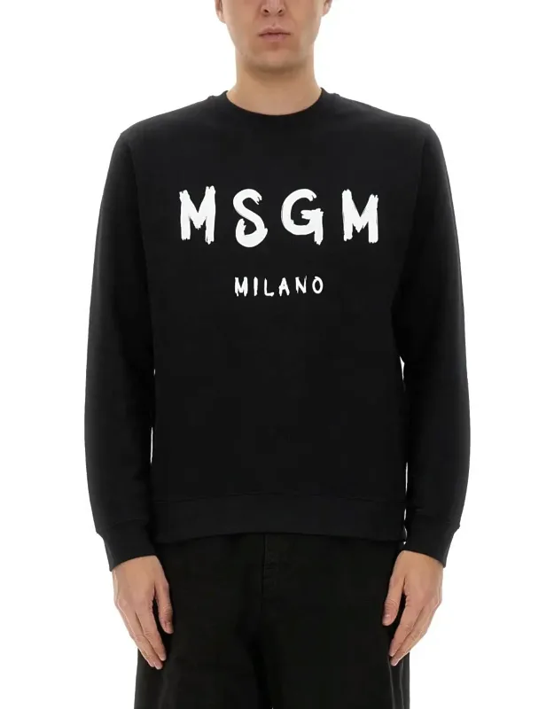 Msgm Sweatshirt - 100% Cotton, Model Is 190 Cm Tall